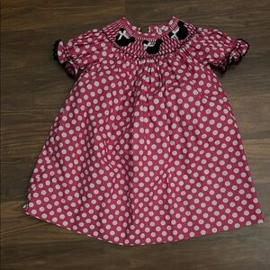Pink Polka Dot Dress with Black Accents